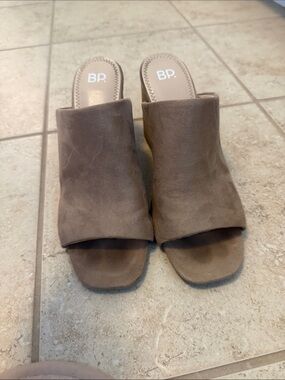 bp Taupe Open-Toe Suede Mule
